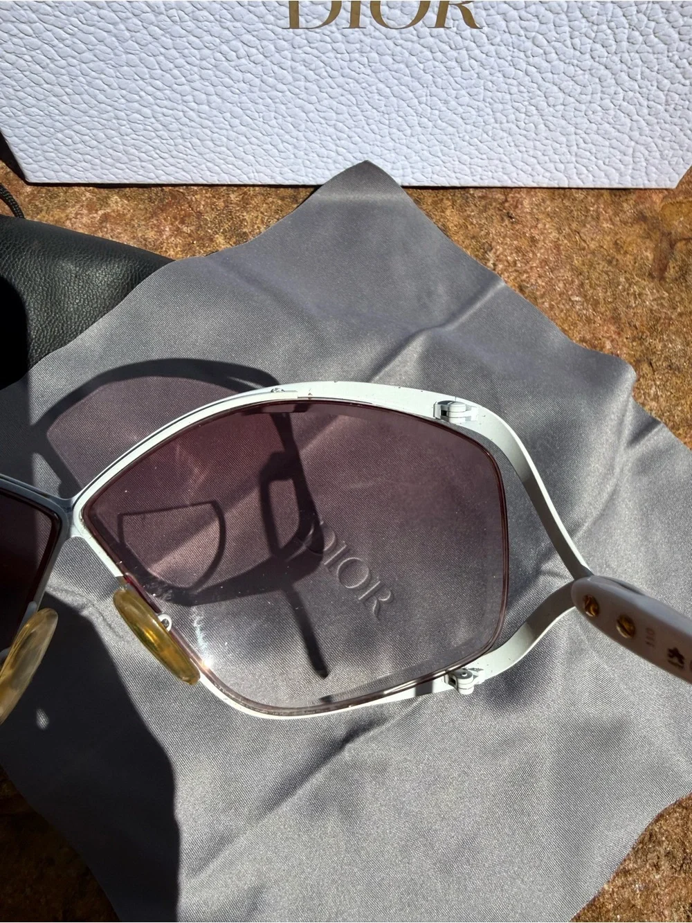 Vintage Dior oversized White Frame reader Sunglasses with Pink Gradient Lenses